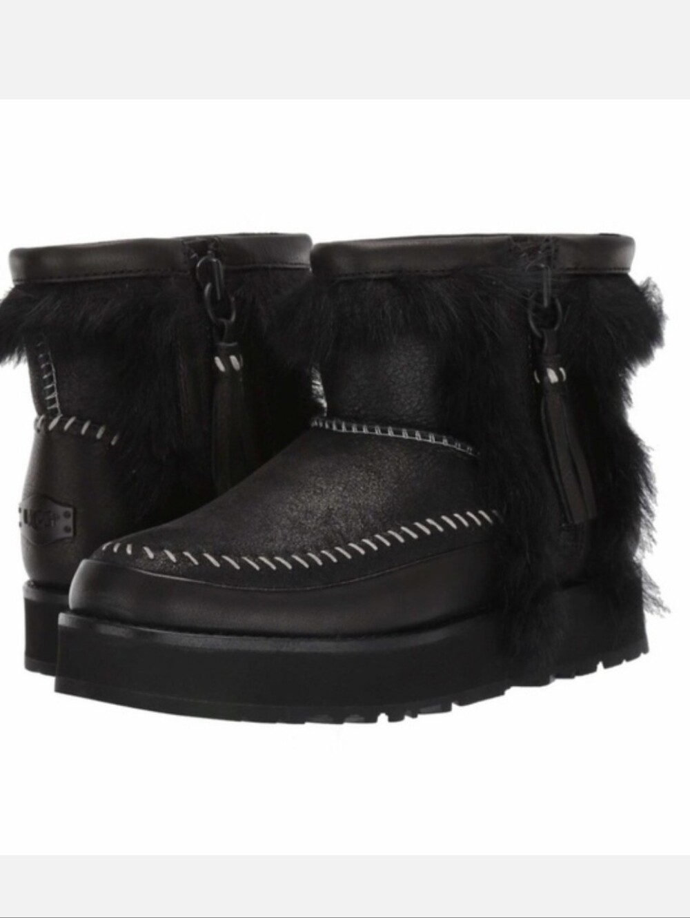 Ugg Fluff Punk Boot Designer Sheepskin Fur Sherpa Shearling Whip Stiching #812